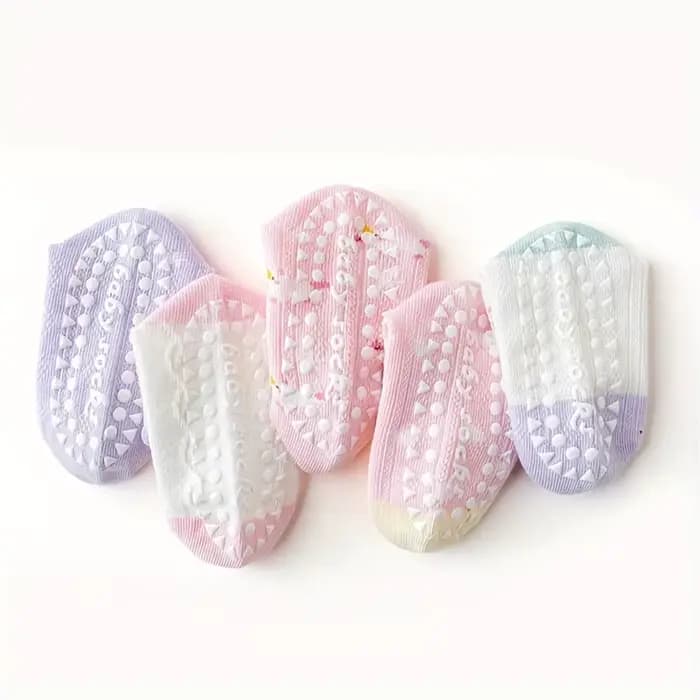 5 paires de chaussettes de sol pour enfants avec colle en dentelle, motif cœur licorne, garçons et f