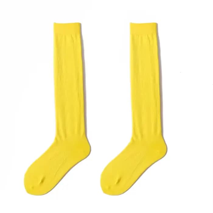 Chaussettes hautes tendance et colorées pour femmes, couleur unie Dopamine, jaune, violet, rouge, ve