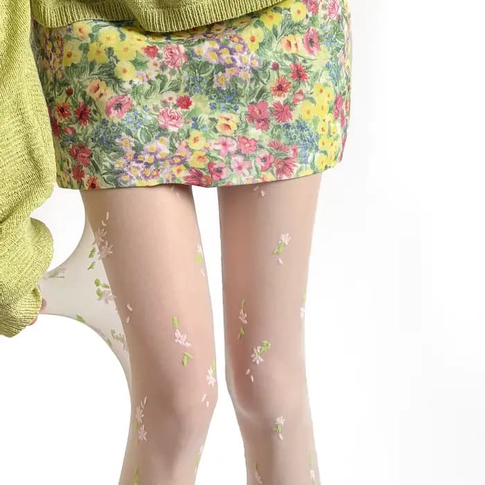 Collants pour femmes à imprimé floral, bas cuissardes, collants sexy, lingerie, bas résille, collant