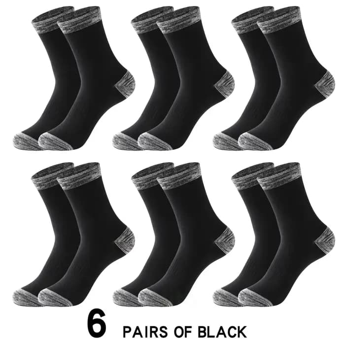 6 paires chaussettes d'hiver hommes coton noir loisirs affaires longues chaussettes marche course ra