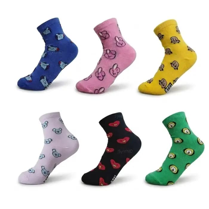 Koya RJ Cooky Shooky Chaussettes mi-mollet créatives à imprimé dessin animé pour couple, chaussettes