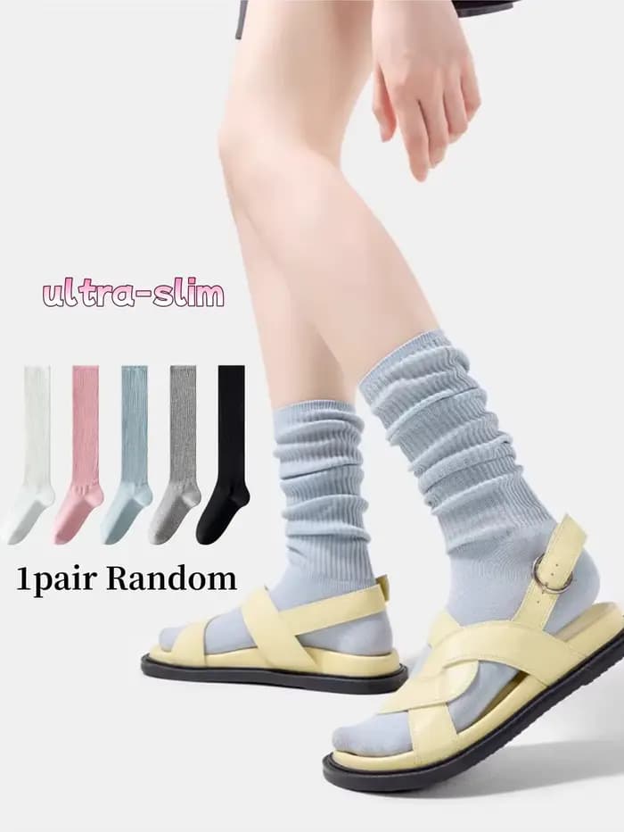 Chaussettes côtelées amples, chaussettes mi-mollet unies pour femme, chaussettes décontractées respi