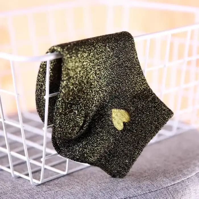Chaussettes scintillantes brodées en forme de cœur pour femmes, mode amusante, or, argent, coloré, b