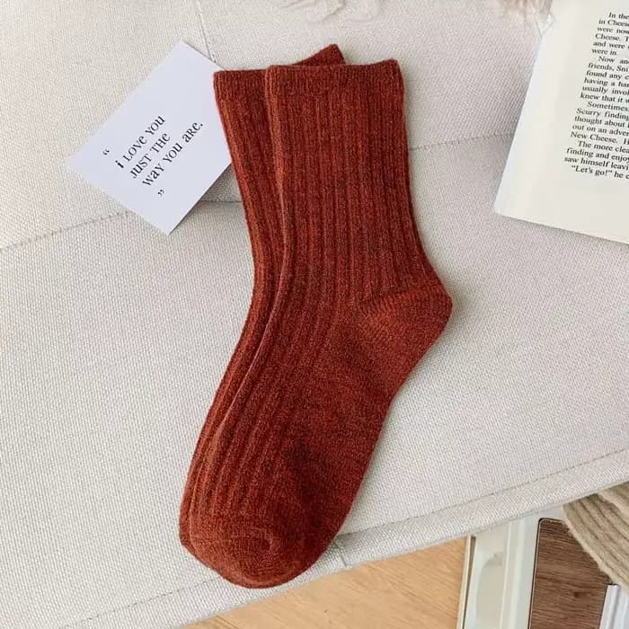 Chaussettes en laine de cachemire plus épaisses pour femmes, chaussettes longues de couleur unie, mo
