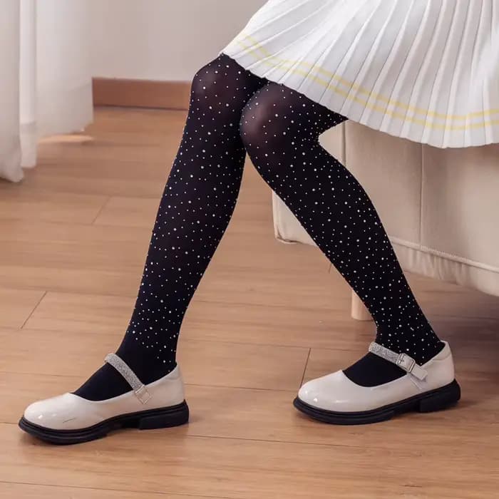 Collants pour enfants de couleur unie tendance, collants à paillettes et strass pour enfants, printe
