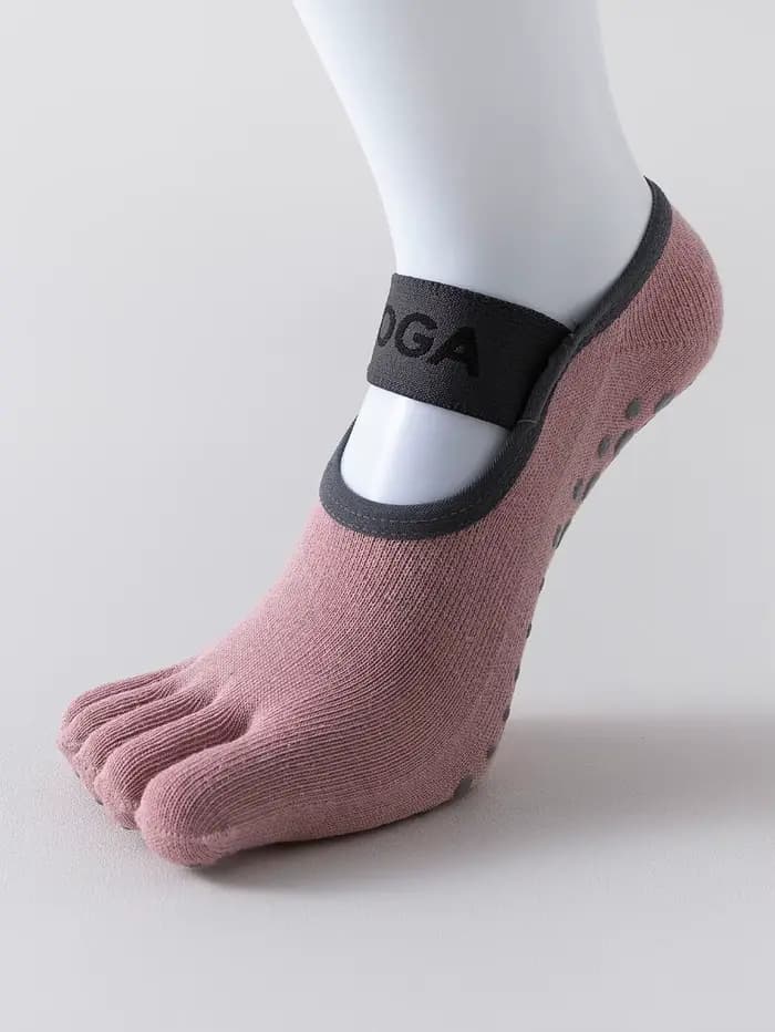 1 paire de chaussettes à cinq doigts pour femmes, chaussettes de yoga professionnelles antidérapante