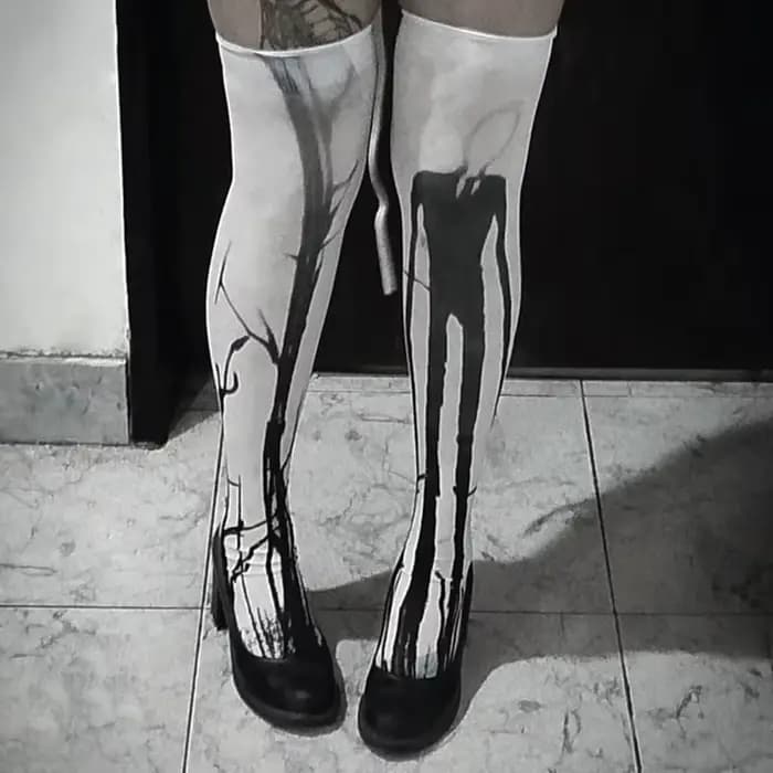 Chaussettes longues Y2k blanches sexy, imprimé graffiti punk, style Harajuku, chaussettes hautes au 