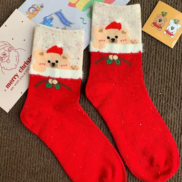 Chaussettes de noël pour hommes et femmes, dessin animé mignon, père noël, renne, bonhomme de neige,