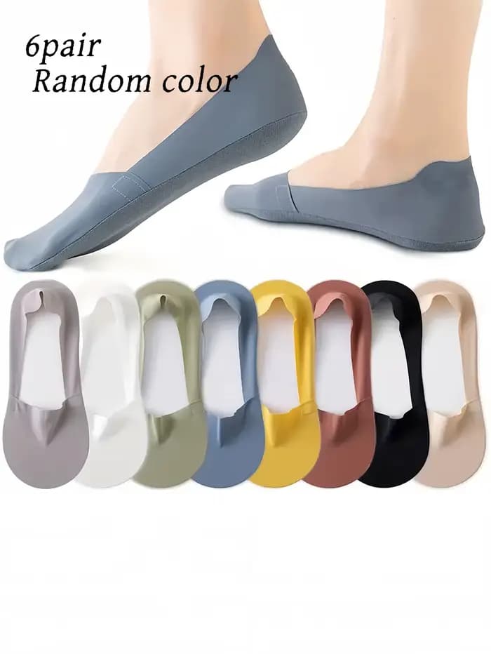 6 paires de chaussettes pour femmes, respirantes, invisibles, en silicone, antidérapantes, couleur u