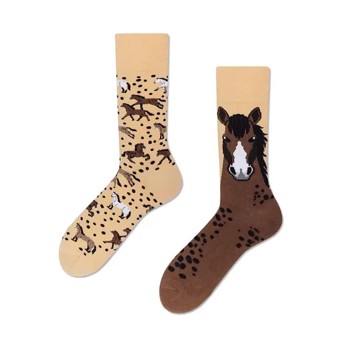 Chaussettes amusantes à motif de chevaux de dessin animé, unisexes, pour femmes et hommes, mode Hara