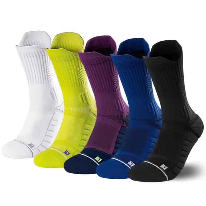 5 paires de chaussettes de sport professionnelles à haute élasticité et fond de serviette rembourré,