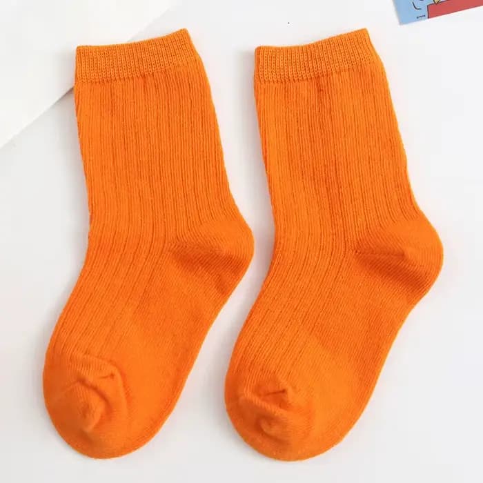 Chaussettes pour enfants coton couleur unie Tube bébé fille garçon chaussettes automne et hiver nouv