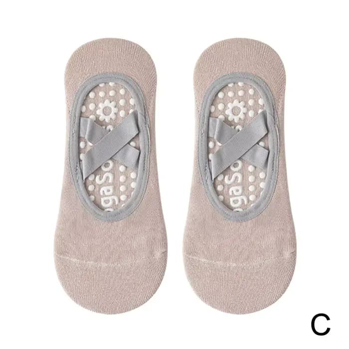 Chaussettes de yoga antidérapantes pour femmes - Chaussettes respirantes sans talon avec grip pour l