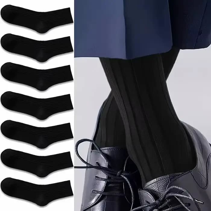 7 paires de costumes pour hommes d'affaires de couleur unie, robes formelles, chaussettes mi-tube, r