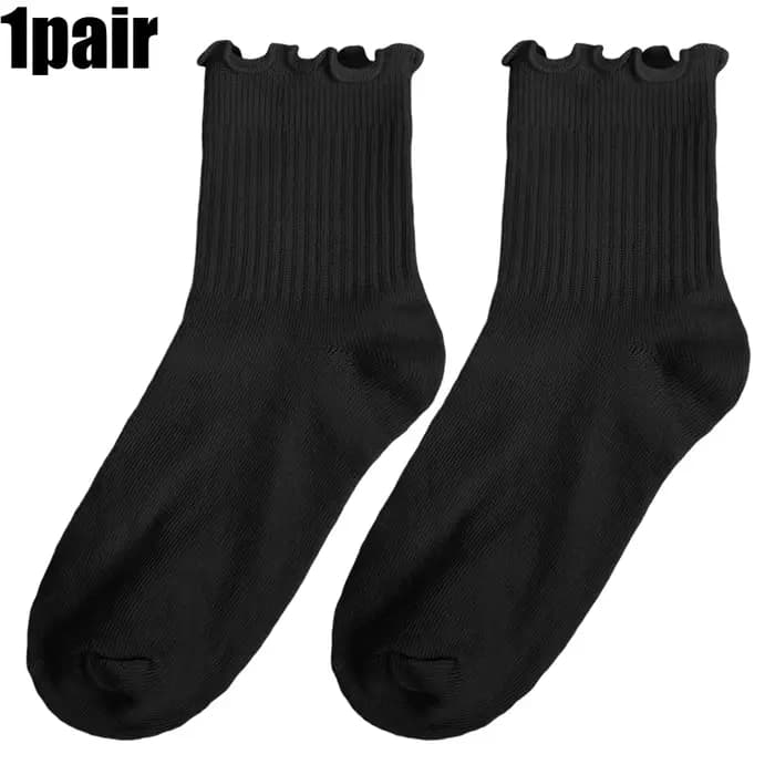 Chaussettes mi-mollet à volants pour femmes, chaussettes respirantes à volants, chaussettes d'équipa