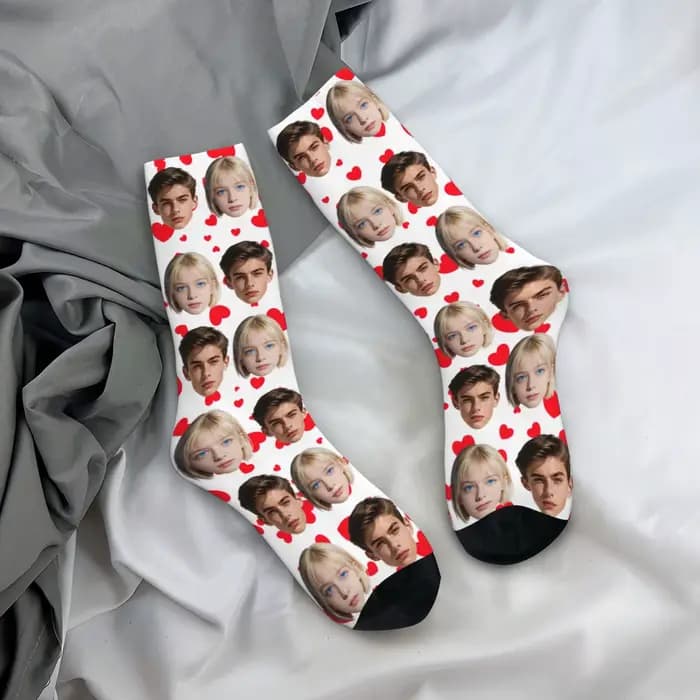 Chaussettes personnalisées en forme de visage, chaussettes unisexes personnalisées à faire soi-même,