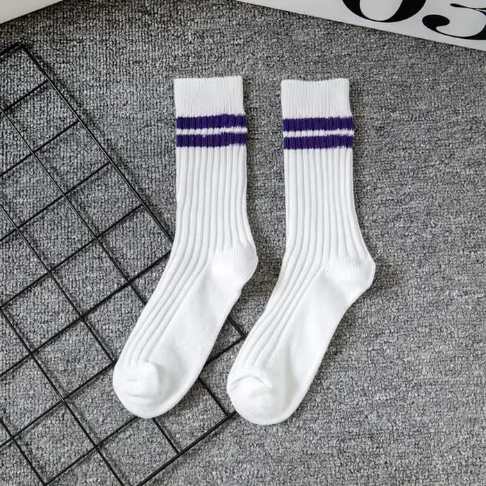 1 Paire de Chaussettes Mi-Mollet Rayées en Tricot Côtelé Épais pour Hommes et Femmes, Chaussettes de