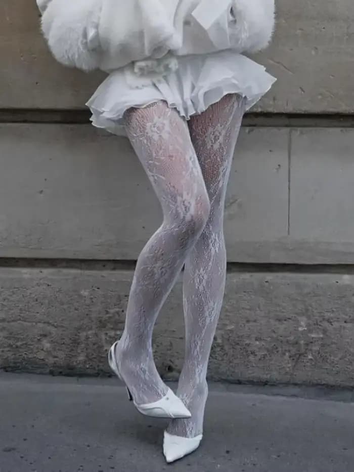 Tossy – collants en dentelle blanche pour femmes, bas à la mode, Lingerie transparente, body droit, 