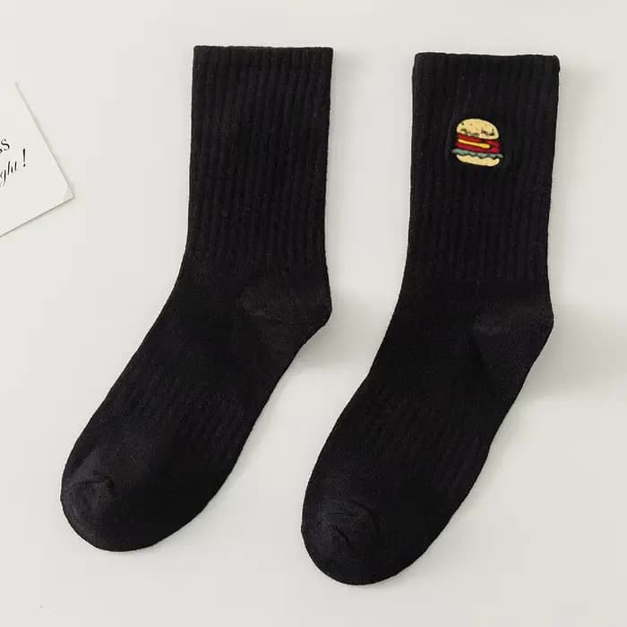 Chaussettes épaisses Hipster décontractées avec motif Hamburger Pizza, chaussettes d'hiver chaudes, 