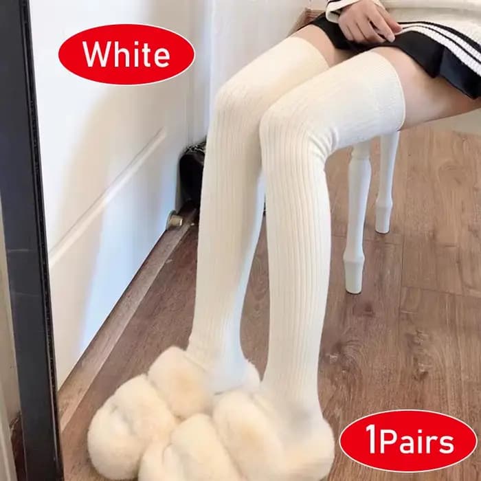 Chaussettes en cachemire tricotées pour femme, longues, douces, en laine unie, décontractées, chaude