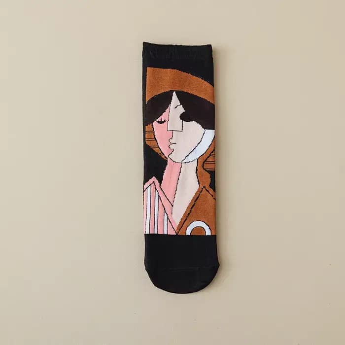 Chaussettes pour femmes Style Picasso créatif à la mode personnalisé Unique dessin animé polyvalent 
