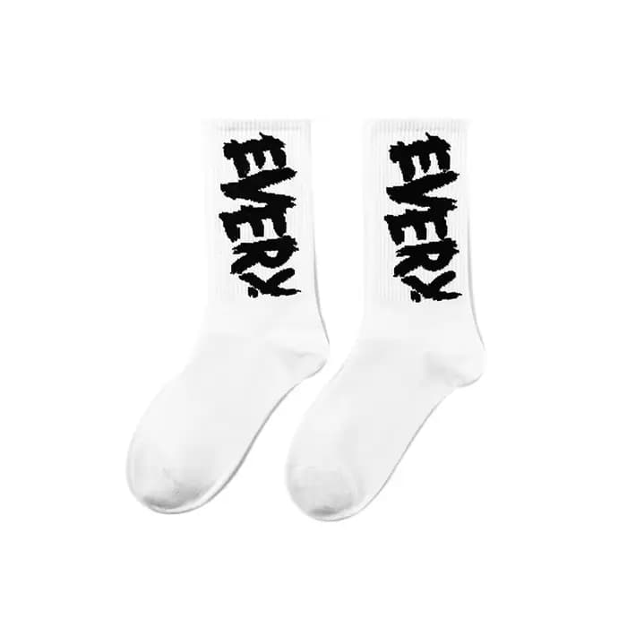 Chaussettes blanches Happy Crew pour femmes, chaussettes en coton, mode japonaise, graffiti à l'encr