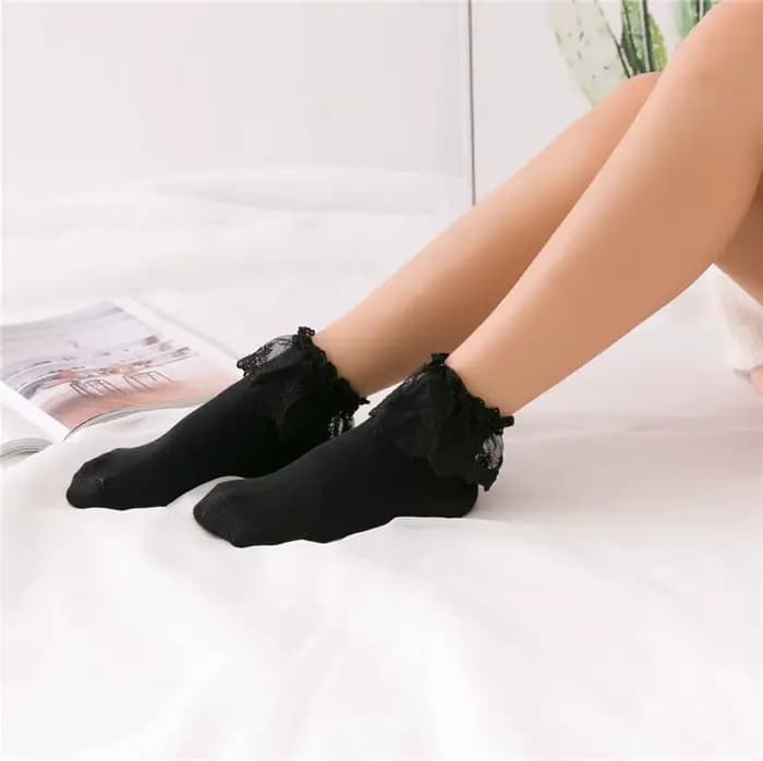 Chic mode femmes Vintage dentelle à volants froufrous chaussettes belle princesse Lolita Mori fille 