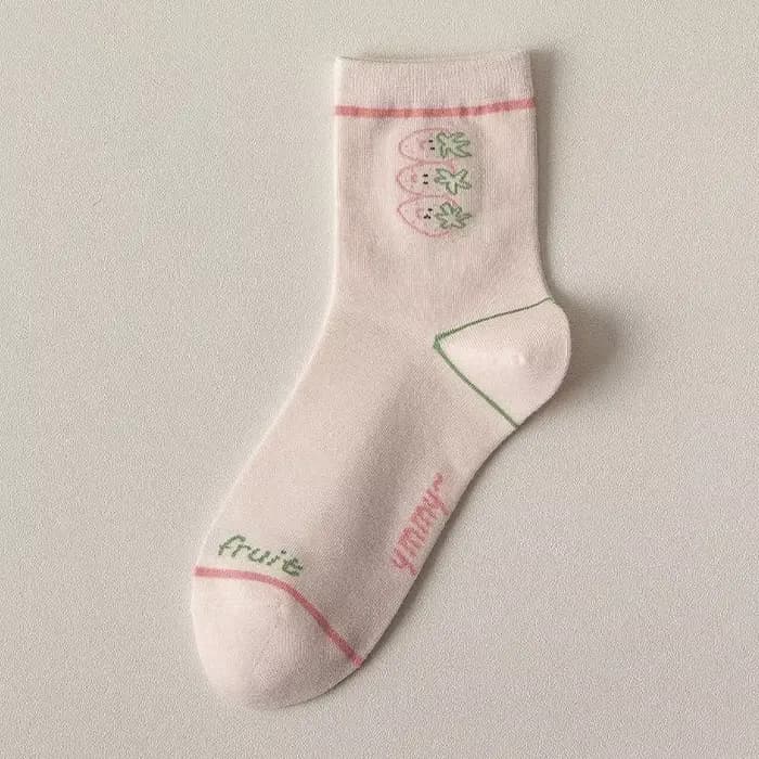Chaussettes tube rose fraise pour femmes, chaussettes étudiantes lait, printemps et été, nouveau, 20