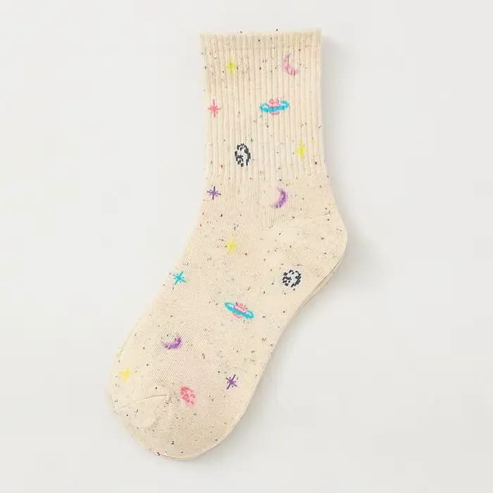Harajuku lune étoiles chaussettes femmes chaussettes drôles coton japonais créatif chaud mignon nouv