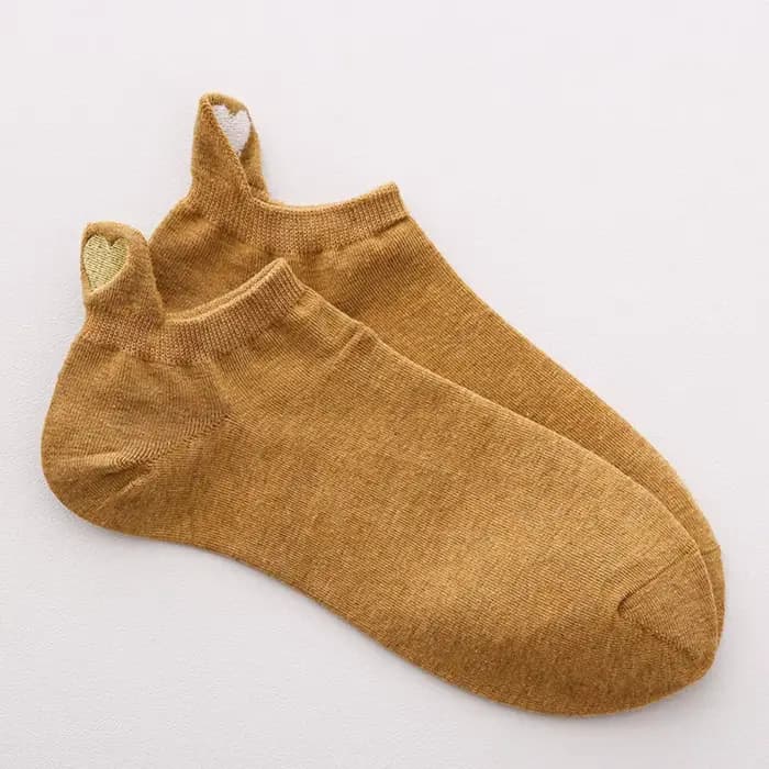 Chaussettes à talons amusants pour femmes, avec broderie, paillettes dorées, cœur d'amour, mignonnes
