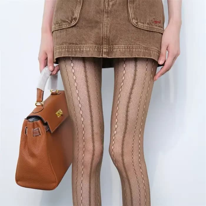 Collants ajourés à chaîne pour femmes, noir, Sexy, transparent, Jacquard, Style rétro américain, mai
