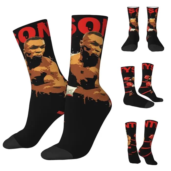 Mike Tyson Boxe Rétro Chaussettes Unisexes, Randonnée Happy 3D Printing Chaussettes, Street Style El
