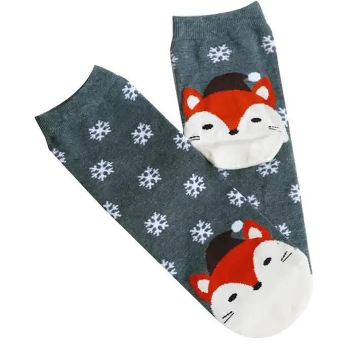 Chaussettes de dessin animé 3D en laine thermique mignonne pour femmes, chaussettes de Noël pour fem