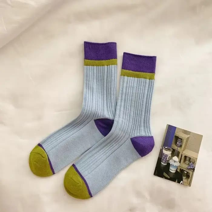 Chaussettes à la mode pour femmes, Style coréen, nouvelles couleurs mélangées rétro pour filles, cha
