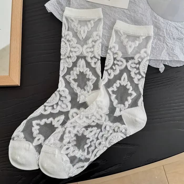 Chaussettes pour femmes, nouvelle mode printemps-été, chaussettes fines et transparentes, style coré