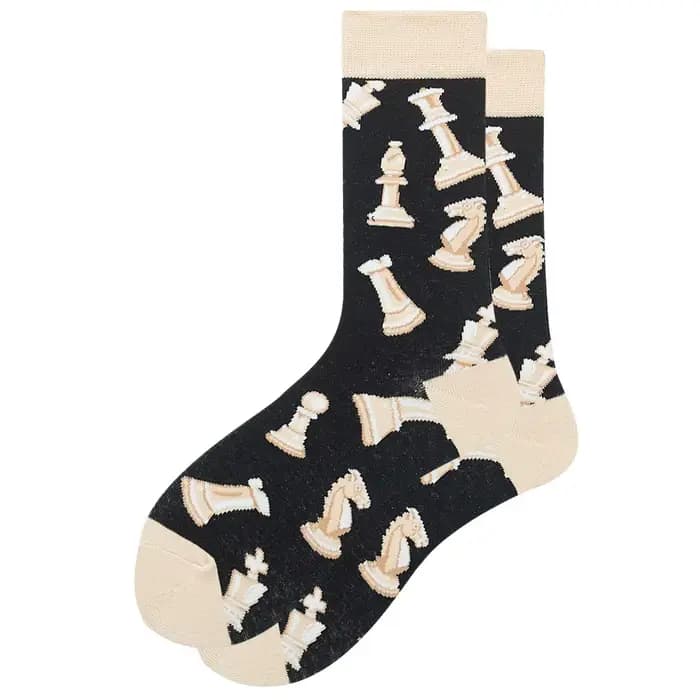2 paires de chaussettes avec motifs chien et échecs, confortables, respirantes, anti-humidité, nouve