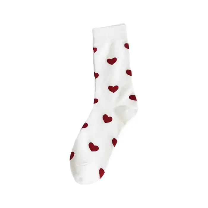 Chaussettes pour femmes, chaussettes en coton Harajuku, imprimées, mignonnes, cœur d'amour, vente en
