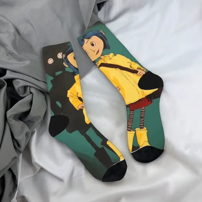 Coralines chaussettes horreur dessin animé drôle bas Couple doux extérieur chaussettes automne modèl
