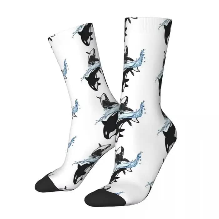 Chaussettes longues orques de mer DolDave, chaussettes d'épaulards, bas de qualité Harajuku, toutes 
