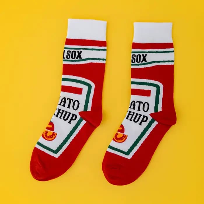 1 paire de chaussettes pour hommes sur le thème de la nourriture drôle-chaussettes mi-mollet imprimé