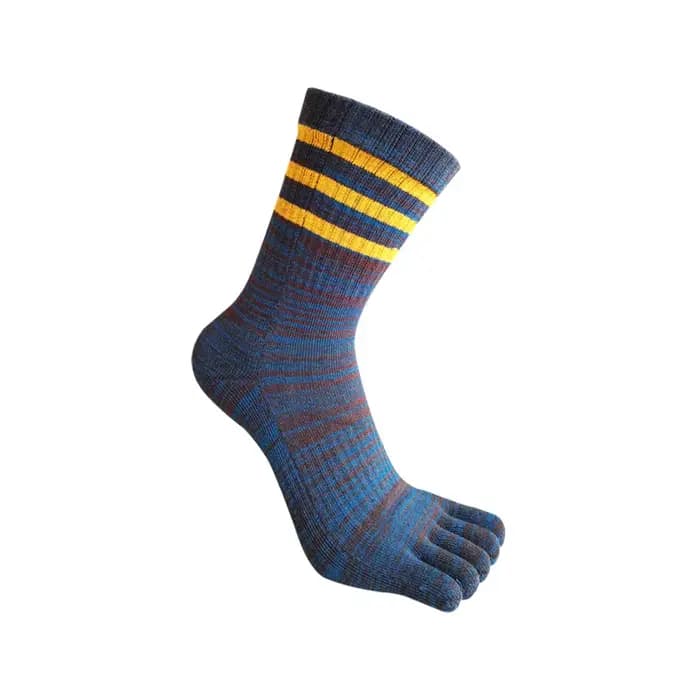 Chaussettes courtes à cinq doigts pour hommes, en coton, à Compression rayée, colorées, absorbant la