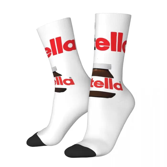 Chaussettes unisexes confortables, dessin animé Nutella, chaussettes joyeuses de course, chaussettes