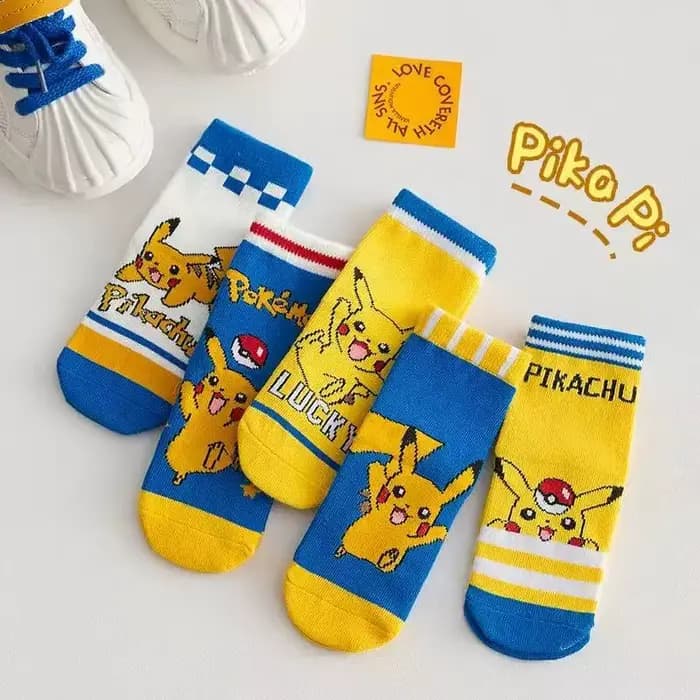 5 paires de nouvelles chaussettes japonaises à motif Pikachu, légères et respirantes, pour l'été, ch