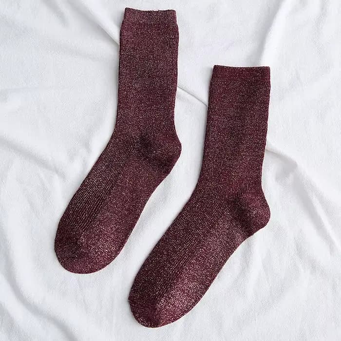 Chaussettes scintillantes pour femmes, chaussettes brillantes à paillettes, douces et mignonnes, dor