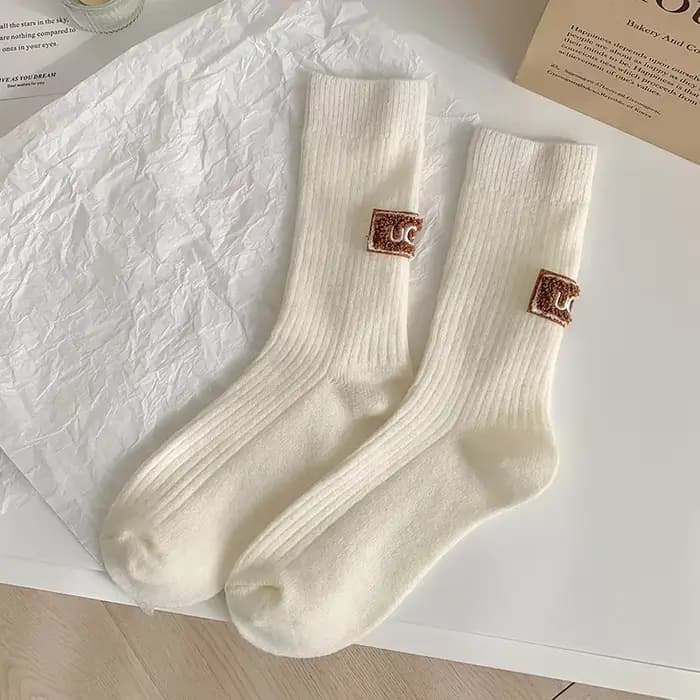 Chaussettes d'hiver confortables et épaisses, longueur mi-mollet, décontractées, en coton, douces, g