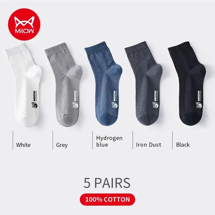 MiiOW – chaussettes en coton pour homme, lot de 5 paires, imprimées, chaudes, longues, colorées, de 