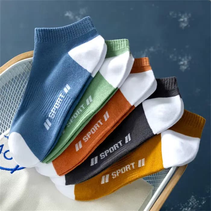 5 paires/pack «Sports» chaussettes d'été pour hommes lettres chaussettes de bateau personnalisées ab