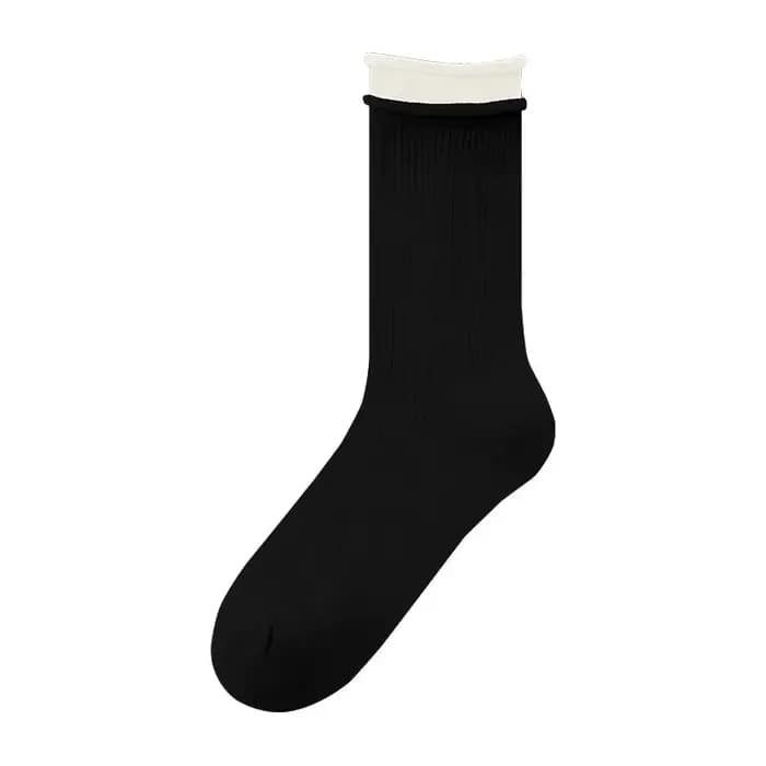 Chaussettes mi-mollet côtelées doubles assorties pour femmes et chaussettes assorties couleur bonbon