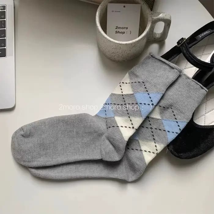 Chaussettes mi-mollet respirantes à motif losanges pour femme, collection Printemps-Été, couleur uni