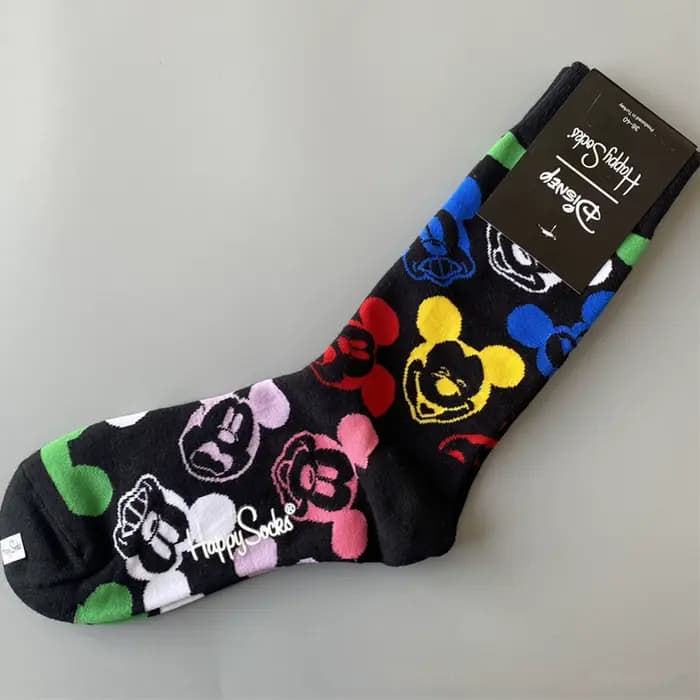 Chaussettes décontractées Mickey Mouse, chaussettes mi-mollet imprimées avec motif Mickey de dessin 